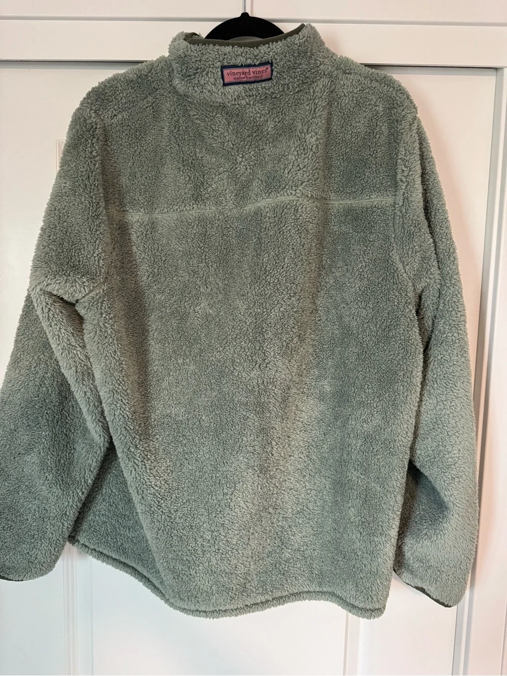 Vineyard Vines Men's Sage Green Zip Sherpa Pullover